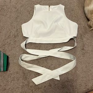 White formal crop top